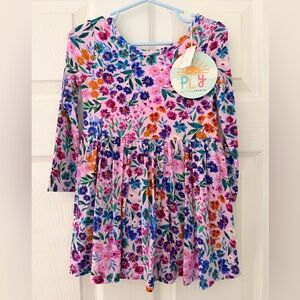 NEW NWT Little Sleepies Twirl Dress With Bodysuit Sweetpea Floral Flower 18/24m